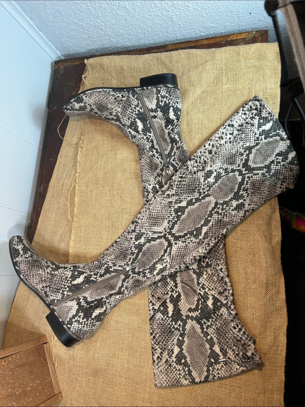 Marc Fisher Over-the-Knee Snake-Print Boots